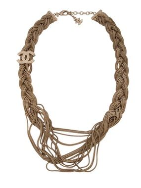 CHANEL Gold-Tone Braided Multi-Strand CC Necklace